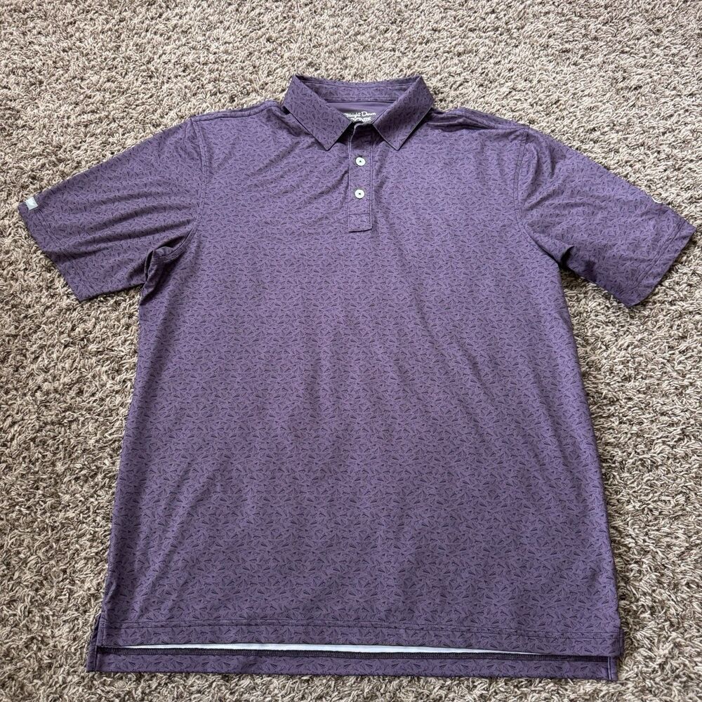 Straight Down Polo Shirt Mens L Purple Airplane AOP Performance Stretch Golf